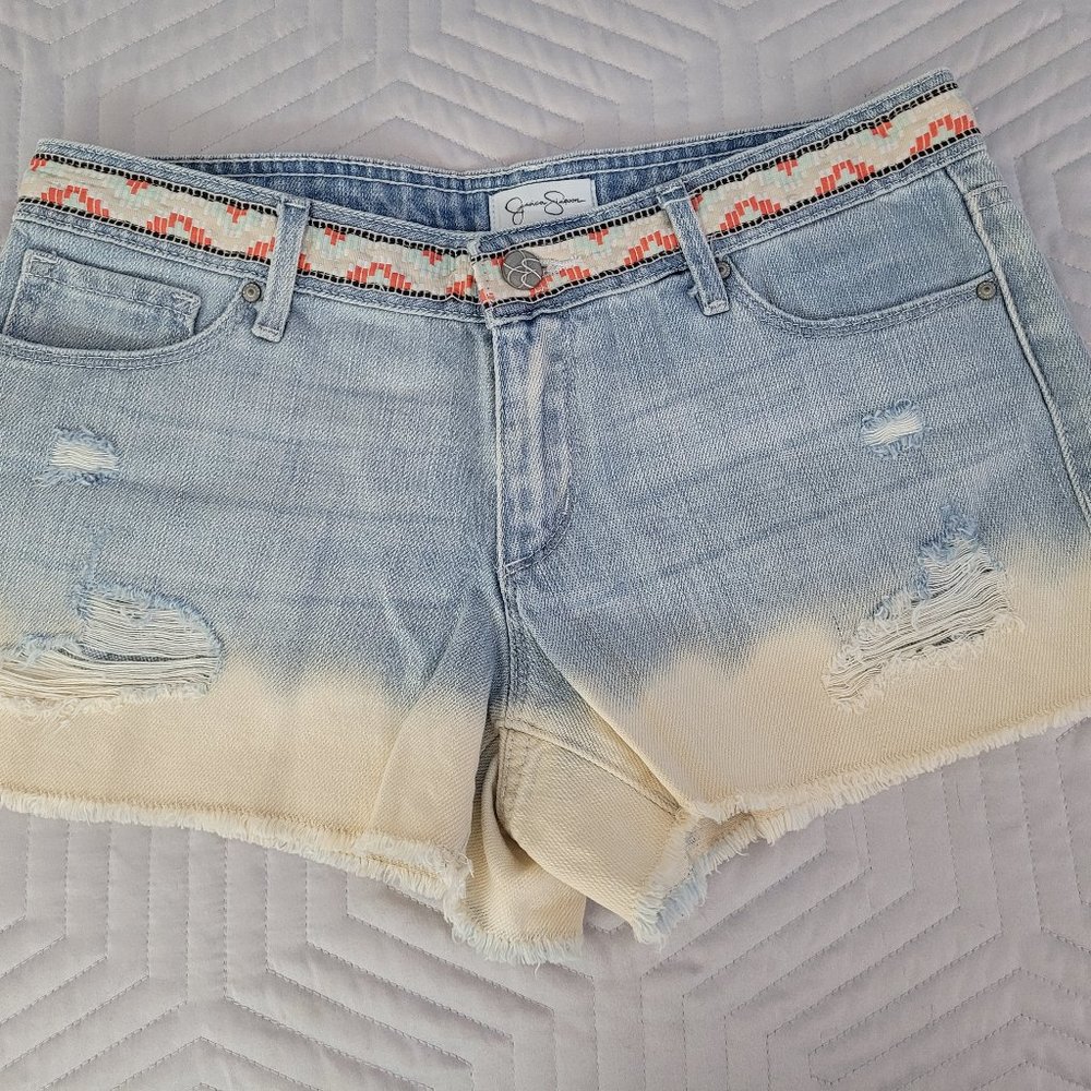 Jessica Simpson Gradient Denim Rip Shorts Aztec 27